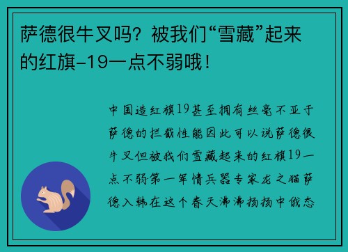 萨德很牛叉吗？被我们“雪藏”起来的红旗-19一点不弱哦！